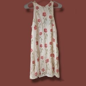 Black Iris Red Rose 100% Silk Sleeveless Mini Slip Dress Evening Romantic Date
